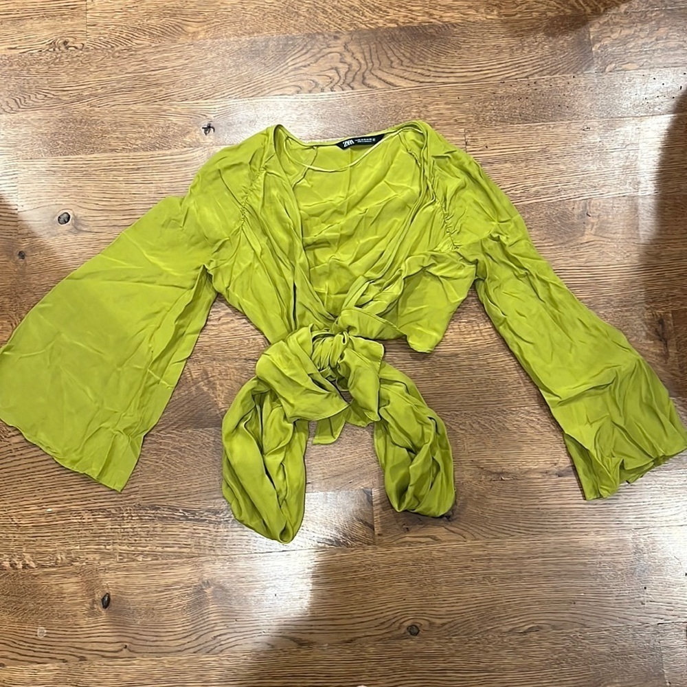Zara Women’s Tie Green Top Size Extra Small